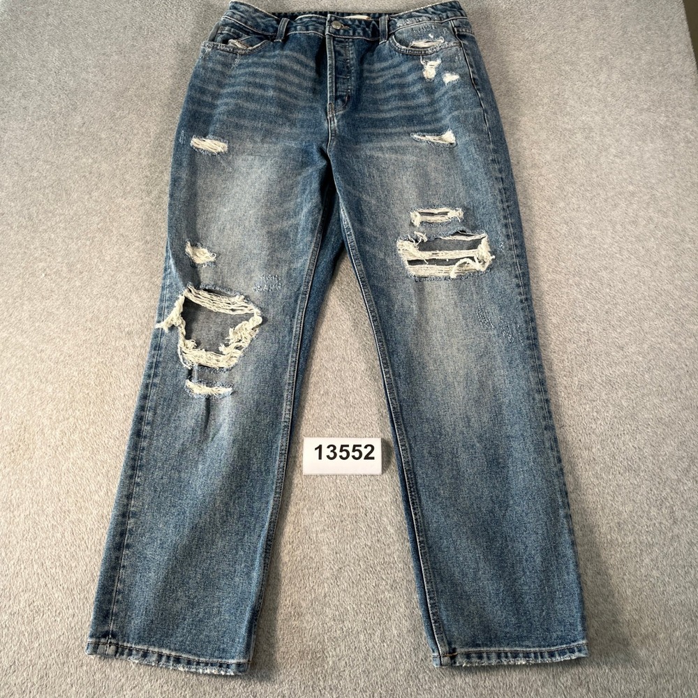 Altar'd State Vervet Straight Leg Jeans Womens 31 Blue Denim Cotton Distressed